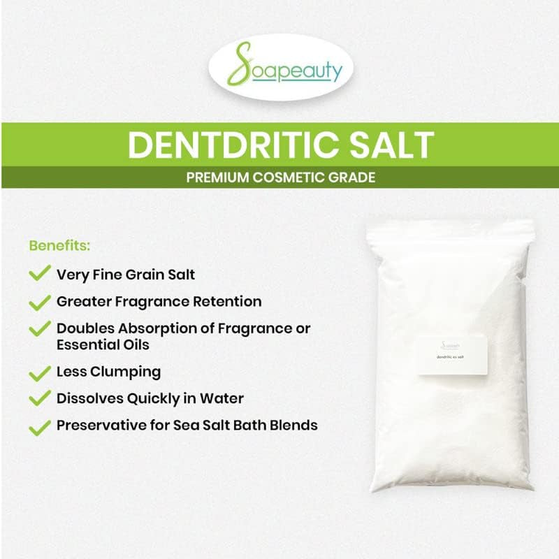 Dendritic Salt | Premium Fine Grain Bath and Body Salt for Scrubs, Exfoliants, and Milk Baths | High Absorption for Fragrance Oils and Essential Oils | 5 Lb