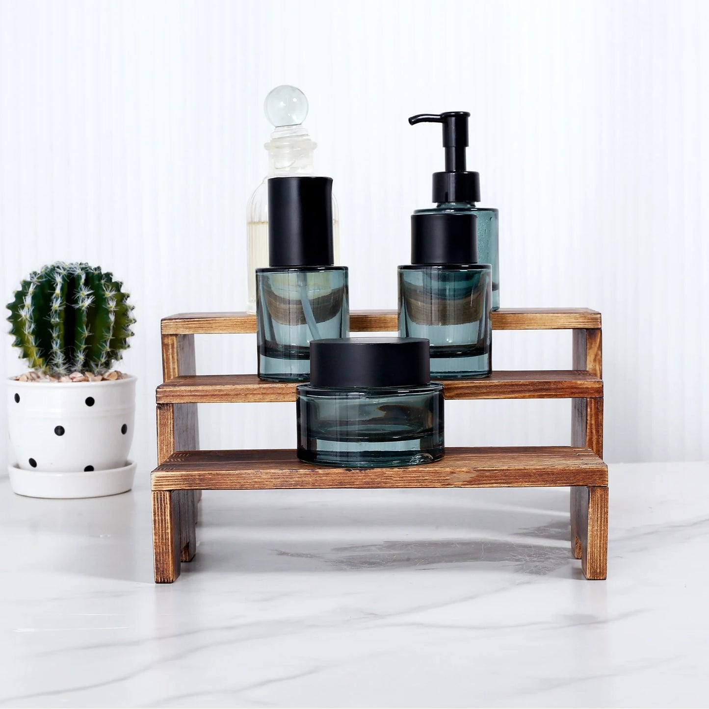 3Pcs Wooden Display Rise Stand Rectangular Shelf for Perfume Figure Storage Rack Cake Display Shelf for Wedding Party Decor