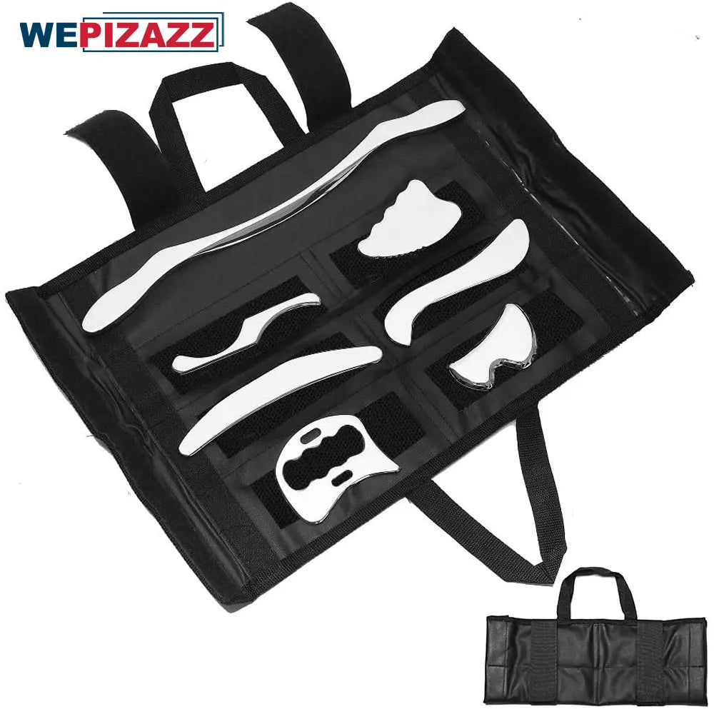 7 in 1 Muscle Scraper Tool Set for Deep Tissue Massage Gua Sha Stainless Steel Fascial Release Soft Tissue Mobilization Tools