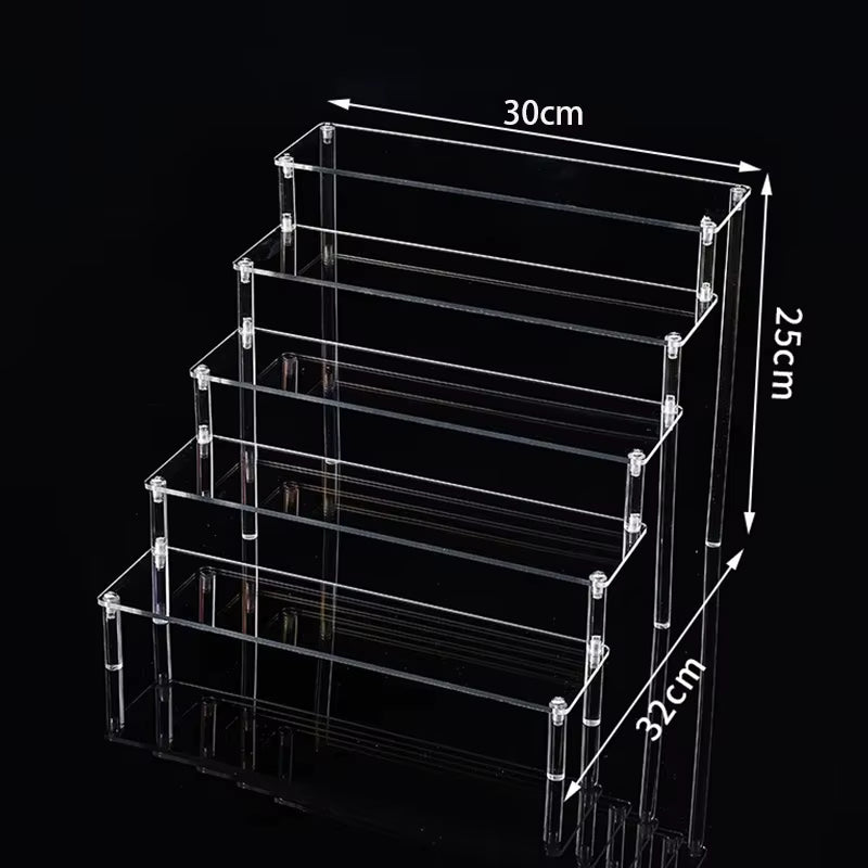 1-5 Tier Acrylic Display Stand Perfume Doll Clay Figurine Blind Box Storage Rack Transparent Ladder Makeup Organization W-2