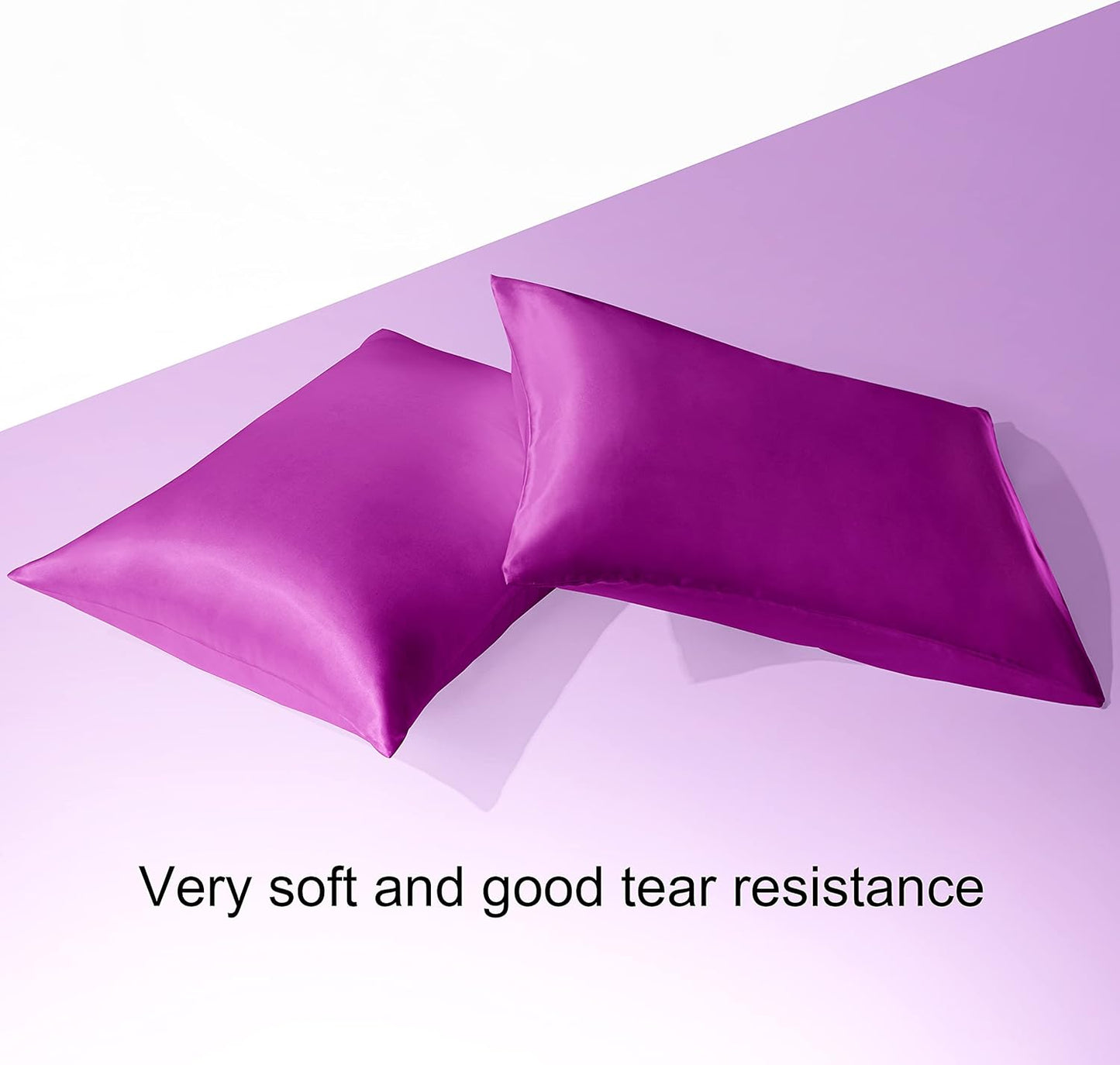 2 Pack Queen Silk Satin Pillowcases for Hair and Skin, Silky Soft and Luxurious Bedding Pillow Cases with Envelope Closure, 20X30 Inches, Purple