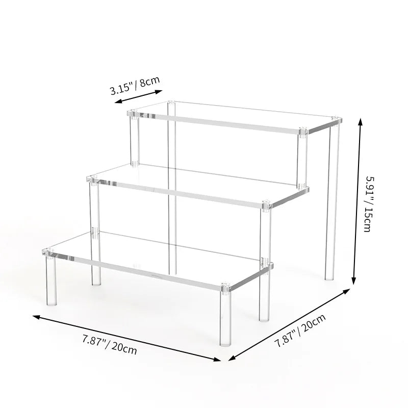 1-4Layer Acrylic Display Stand Durable Display Rack for Cupcake Perfume Doll Transparent Trapezoidal Blind Box Storage Shelf
