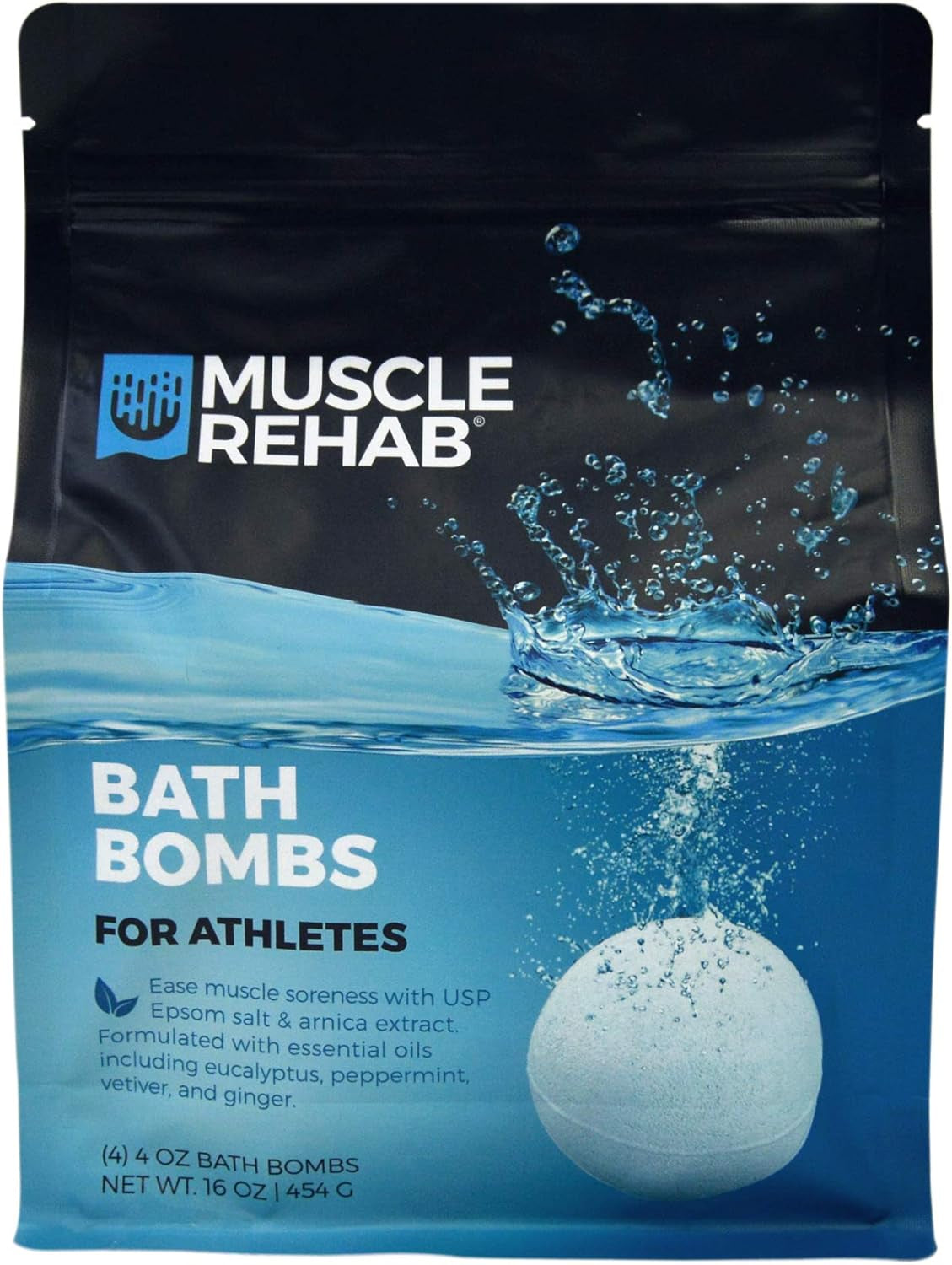 Sports Recovery  Combo Handmade Bath Bombs & Soak for Athletes & Muscle Recovery- Pure Essential Oils, Packed with Arnica, Magnesium, Minerals-, White, 45 Ounce
