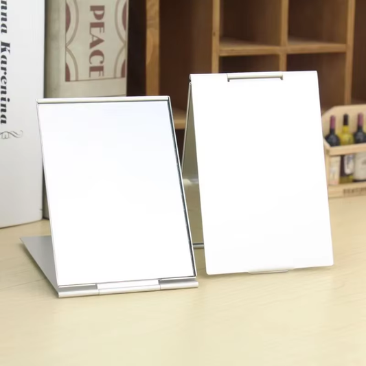 Aluminum Folding Mirror Pocket Mini Portable Makeup Mirrors Travel Hand Small Mirror Vanity Foldable Compact Cosmetics Tools