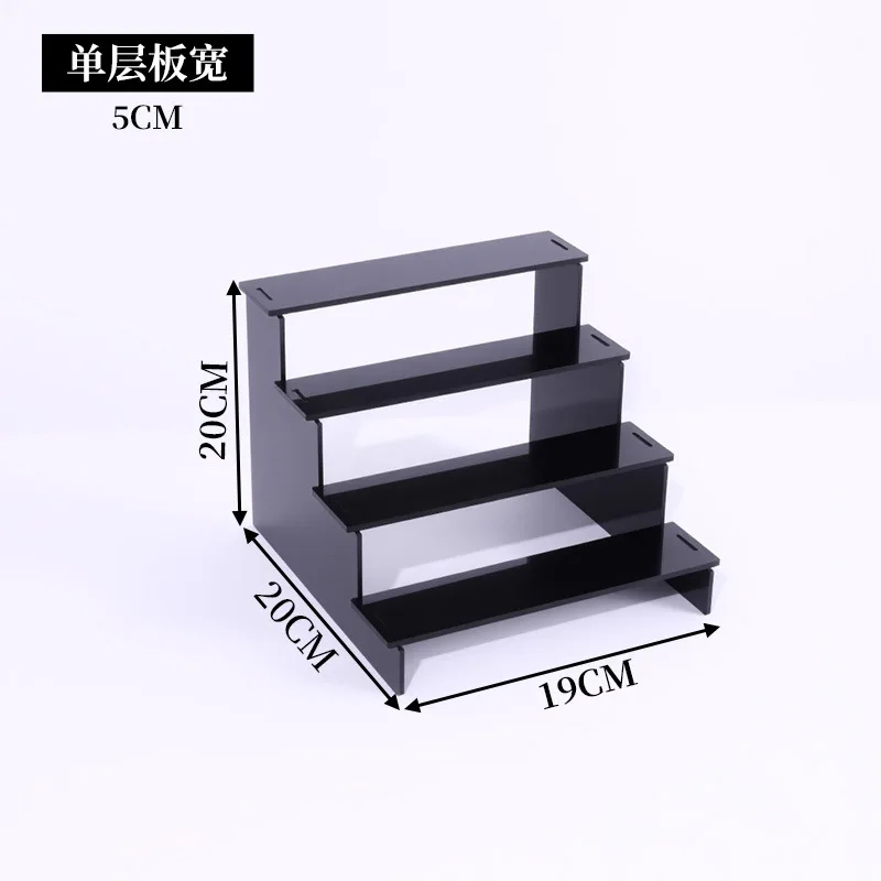 Black Acrylic Multi Tier Display Stand Shelf Organizer Tool Free Assembly Scratch Resistant Surface for Perfume Cupcake Cosmetic