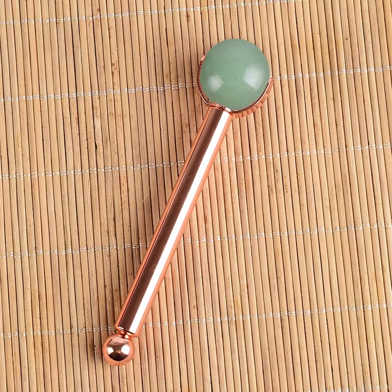 Natural Stone Facial Care Massage Roller Stainless Steel Wand Health Care Eye Head Massager Interchangeable Roller Head Tool