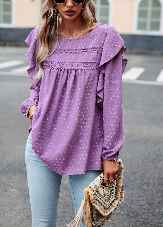 Galadriel Elegant Casual Lace Patchwork Long-Sleeved Top Blouse