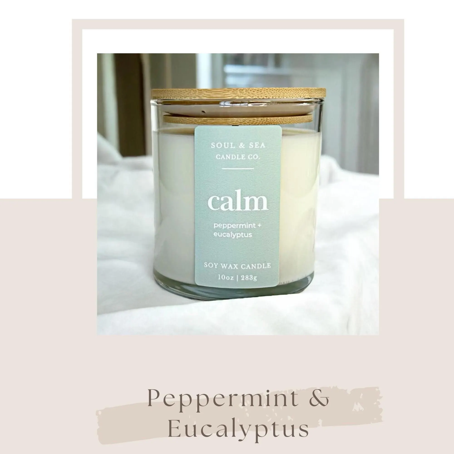 Soy Wax Aromatherapy Candle 10Oz: Lavender & Eucalyptus Scent