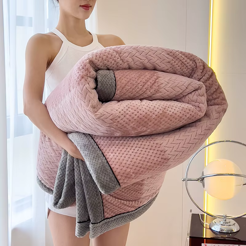 Spring Autumn Knitted Milk Velvet Blanket for Bed Grade a Skin-Friendly Soft Throws Blanket Comfortable Bedroom Double Bedspread