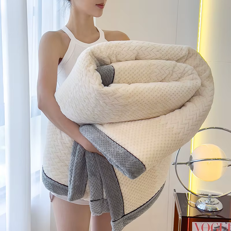 Spring Autumn Knitted Milk Velvet Blanket for Bed Grade a Skin-Friendly Soft Throws Blanket Comfortable Bedroom Double Bedspread