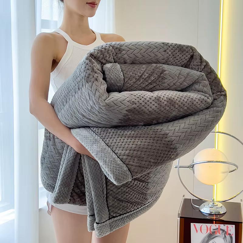 Spring Autumn Knitted Milk Velvet Blanket for Bed Grade a Skin-Friendly Soft Throws Blanket Comfortable Bedroom Double Bedspread