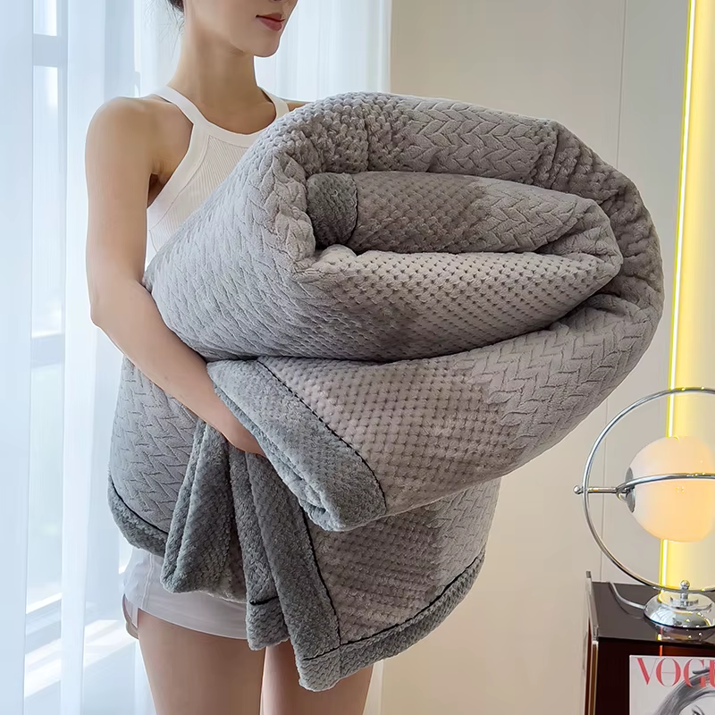 Spring Autumn Knitted Milk Velvet Blanket for Bed Grade a Skin-Friendly Soft Throws Blanket Comfortable Bedroom Double Bedspread