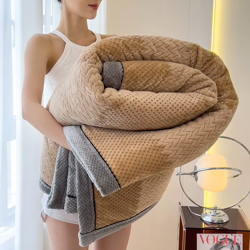Spring Autumn Knitted Milk Velvet Blanket for Bed Grade a Skin-Friendly Soft Throws Blanket Comfortable Bedroom Double Bedspread