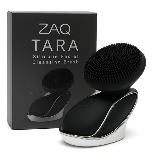 Tara Sonic Facial Cleansing Brush | Silicone Face Scrubber | Soft and Smooth Bristles Removes Dead Skin Cells and Makeup | for All Skin Types - Black
