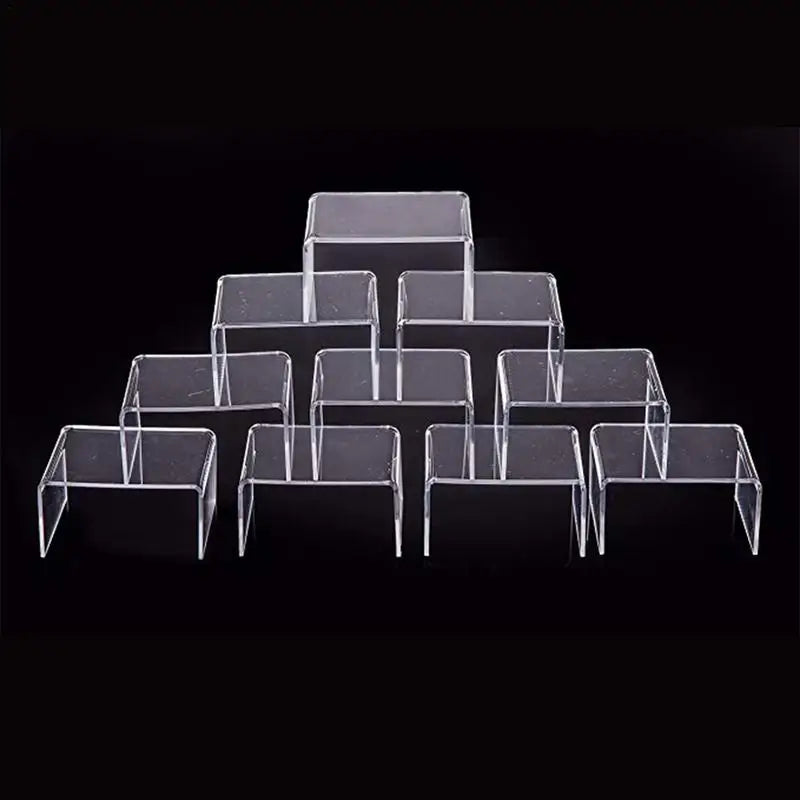 10Pcs Display Stands Stackable Storage Bins Clear Container Clear Acrylic Display Risers Makeup Perfume Organizer Perfume Stands