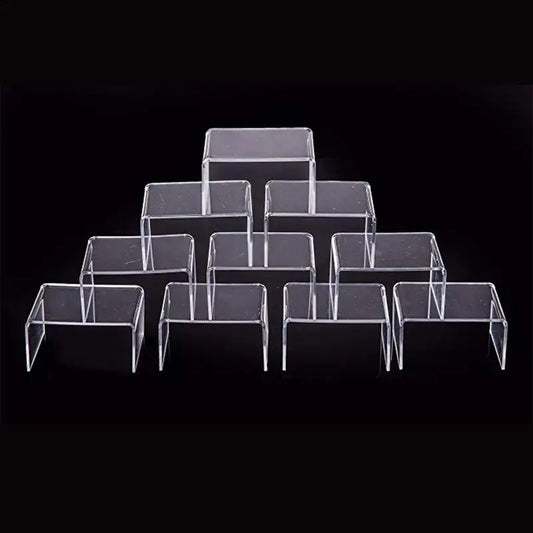 10Pcs Display Stands Stackable Storage Bins Clear Container Clear Acrylic Display Risers Makeup Perfume Organizer Perfume Stands