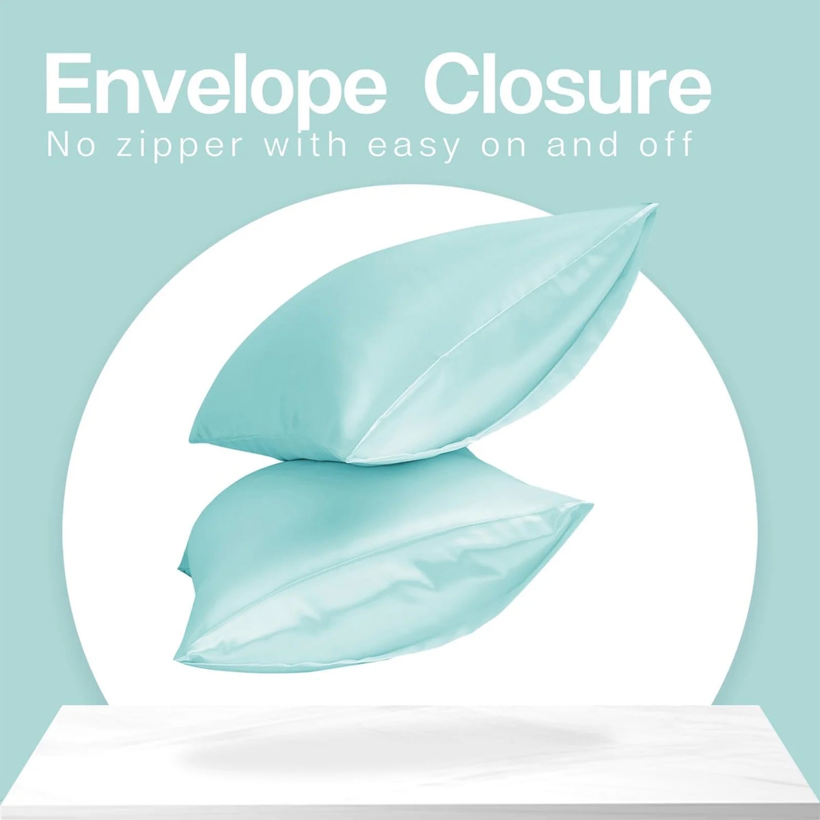 Satin Pillow Case, 2 Pack Satin Standard Silky Pillowcase for Hair and Skin, Satin Pillowcase Set of 2, 20X26, Turquoise