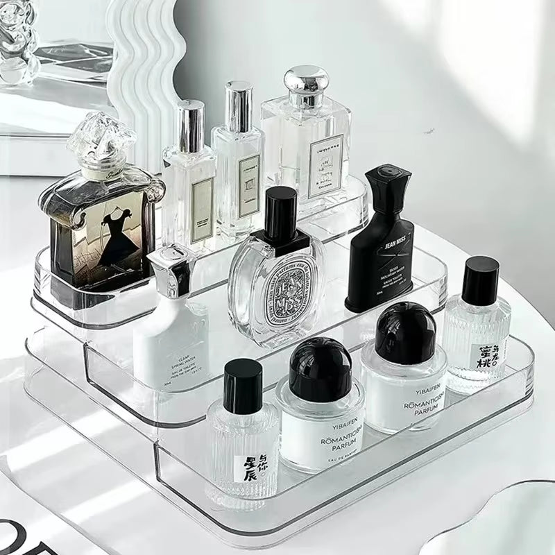 Acrylic Three-Layer Transparent Perfume Organizer Rack Q Fragrance Mini Storage Box Display Stand Plastic Storage Holder
