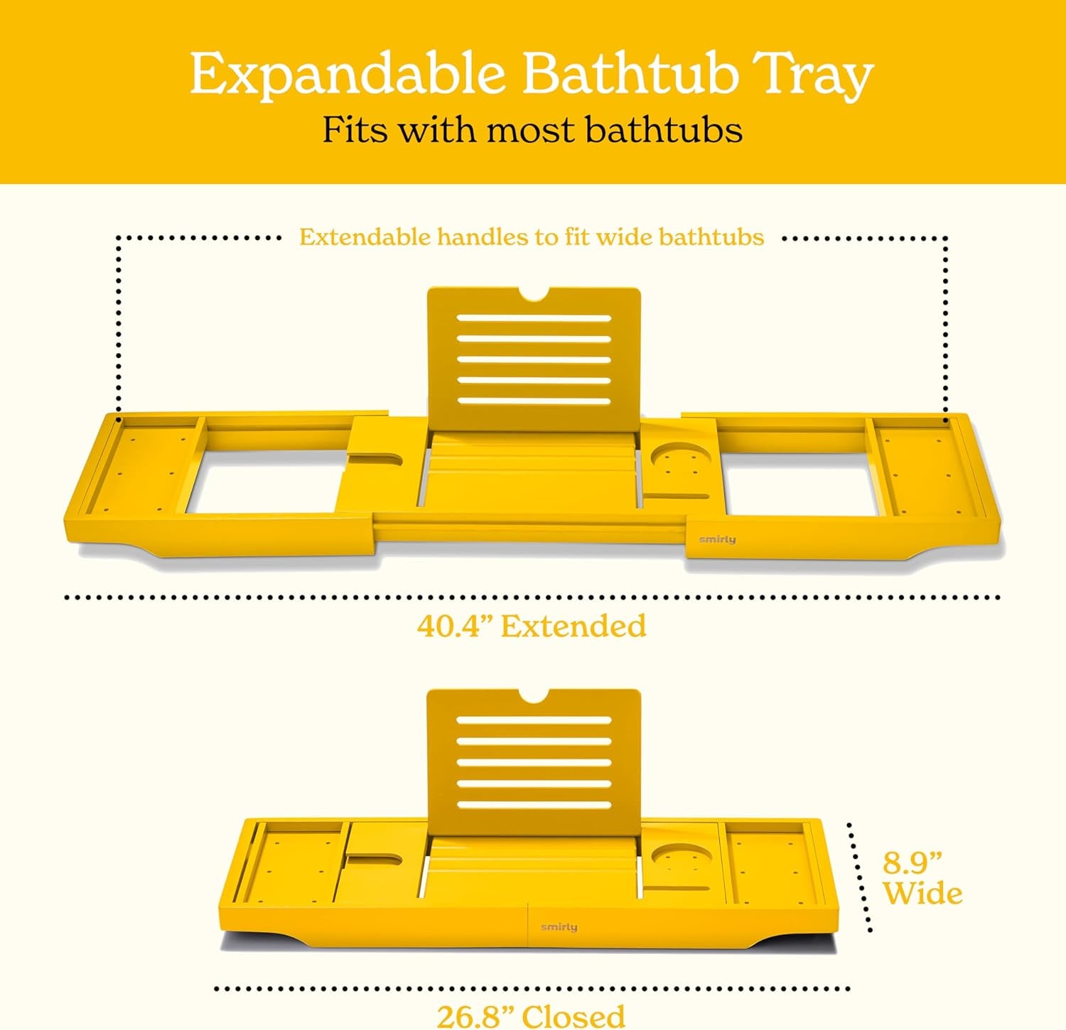 Bathtub Tray Caddy - Expandable Bamboo Bath Tray, Bathtub Accessory, House Warming Gifts New Home, Wedding Gifts for Couple, Birthday Gifts for Women
