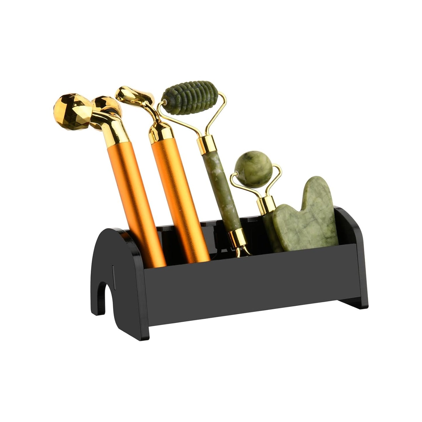Jade Roller and Gua Sha Massager Holder, Acrylic Organizer Stand for Facial Rollers, Countertop Storage Holder for Facial Massager, Gifts for Girlfriend and Wife, Holder Only (Black)