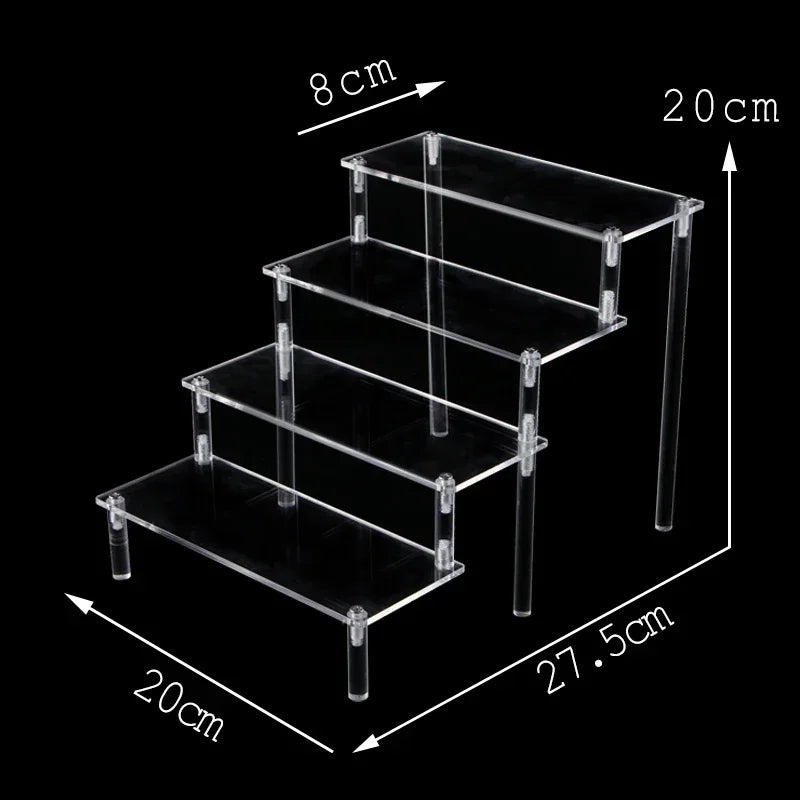 Acrylic Display Stand Transparent Ladder Shelf Doll Clay Figurine Animation Car Model Blind Box Perfume Storage Model Stand