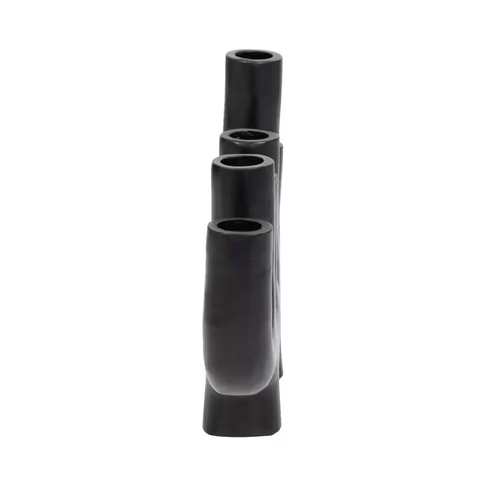 Black 7 In. Metal Modern Solid Oblong 6 Taper Candle Holder