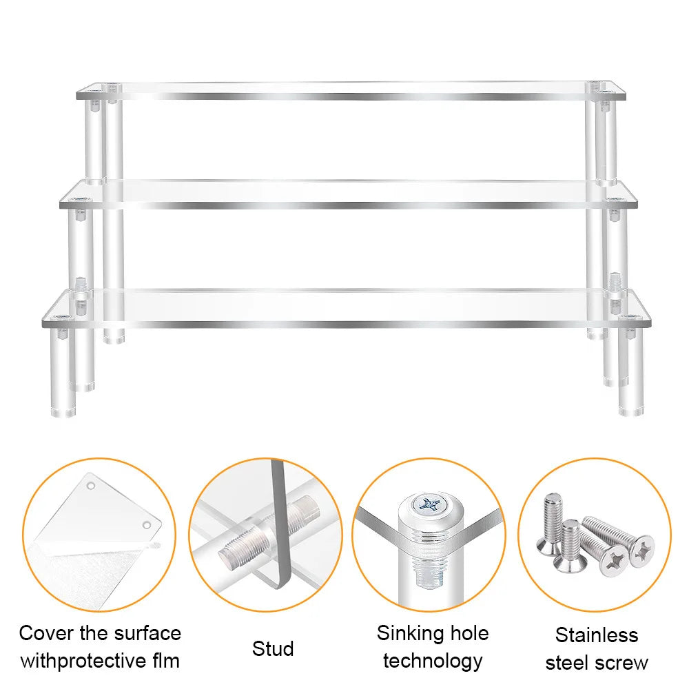 1-4Layer Acrylic Display Stand Durable Display Rack for Cupcake Perfume Doll Transparent Trapezoidal Blind Box Storage Shelf