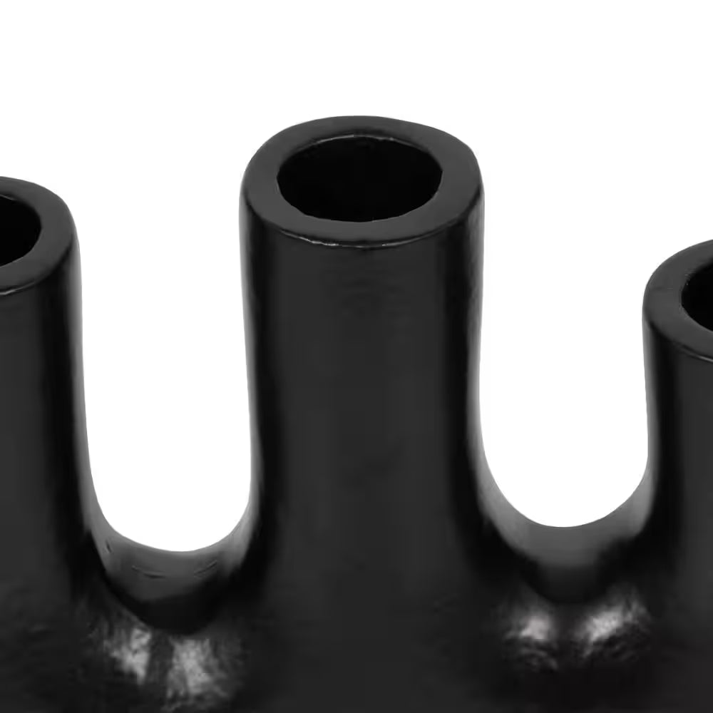 Black 7 In. Metal Modern Solid Oblong 6 Taper Candle Holder