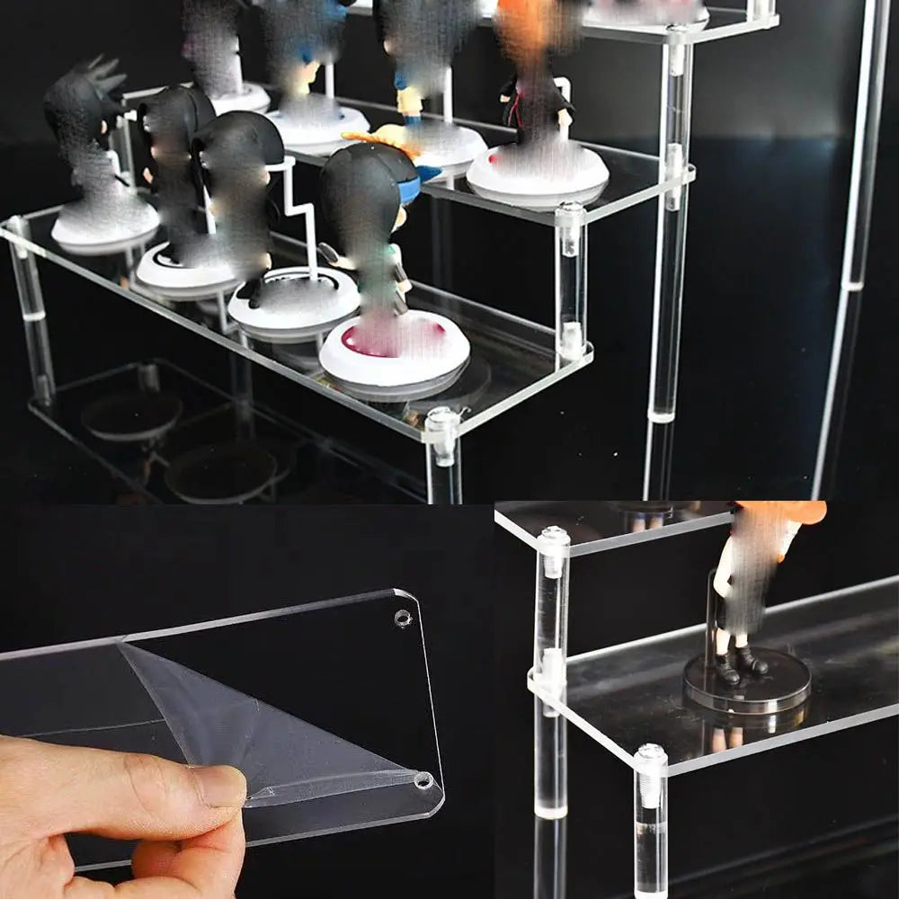 1-4 Tier Acrylic Display Stand Durable Display Rack for Cupcake Perfume Doll Transparent Trapezoidal Blind Box Storage Shelf