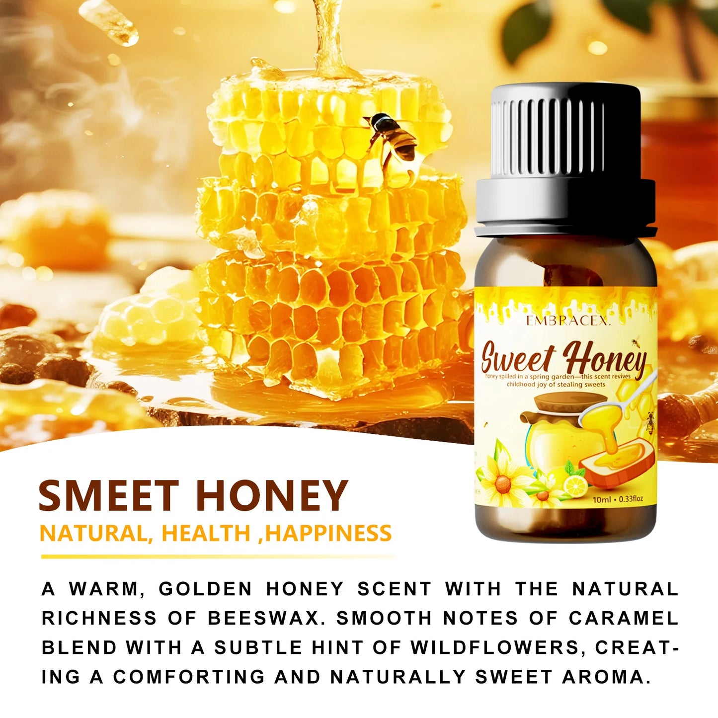 10ML Honey Essential Oils Skincare Facial and Body Care Hand Care All Skin Types Hair Care for Diffuser Humidifier Sweet Gifts