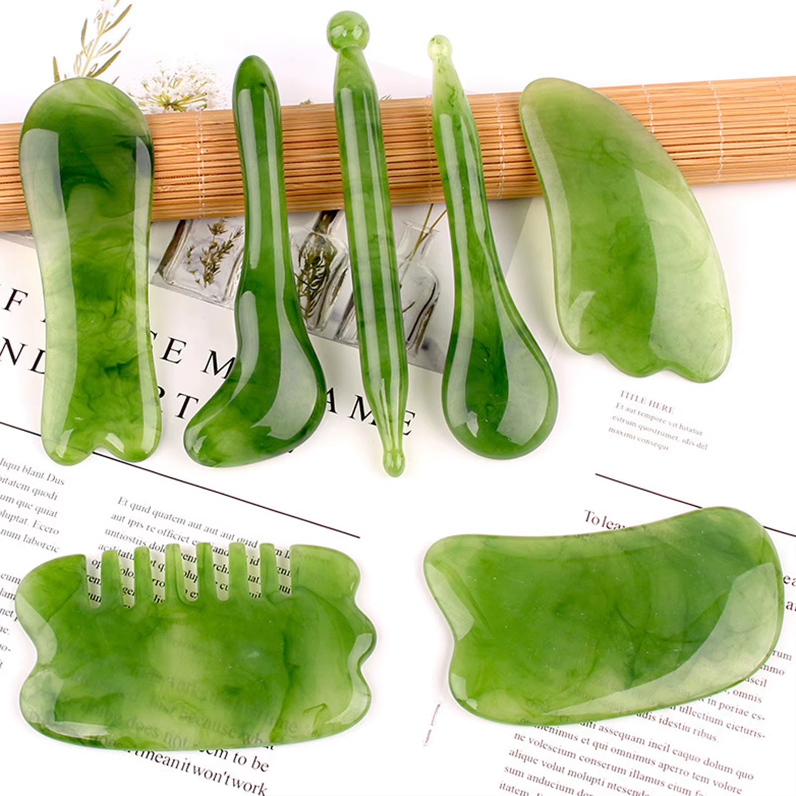 1/7Pcs Resin Face Massage Tools Gua Sha Face Skin Care Massager Sticks Lotus Seedpod Shape Facial Lifting Dark Spots Care Tool