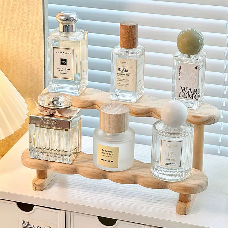 3 Tier Display Riser Stand Wooden Shelf for Perfume Organizer Perfume Display Shelf Figure Display Case Dolls Storage Rack