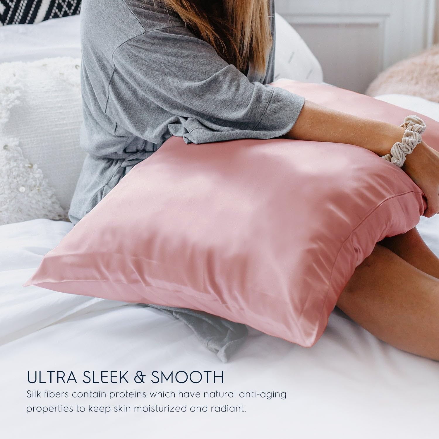 Pillow Cases - 22Mm 100% Pure Mulberry 6A Silk Pillowcase for Hair & Skin with Zipper Closure, Cooling, Natural, Organic, Double Sided Silk Pillow Case (Misty Rose Pink, Queen 20X30 1Pc)