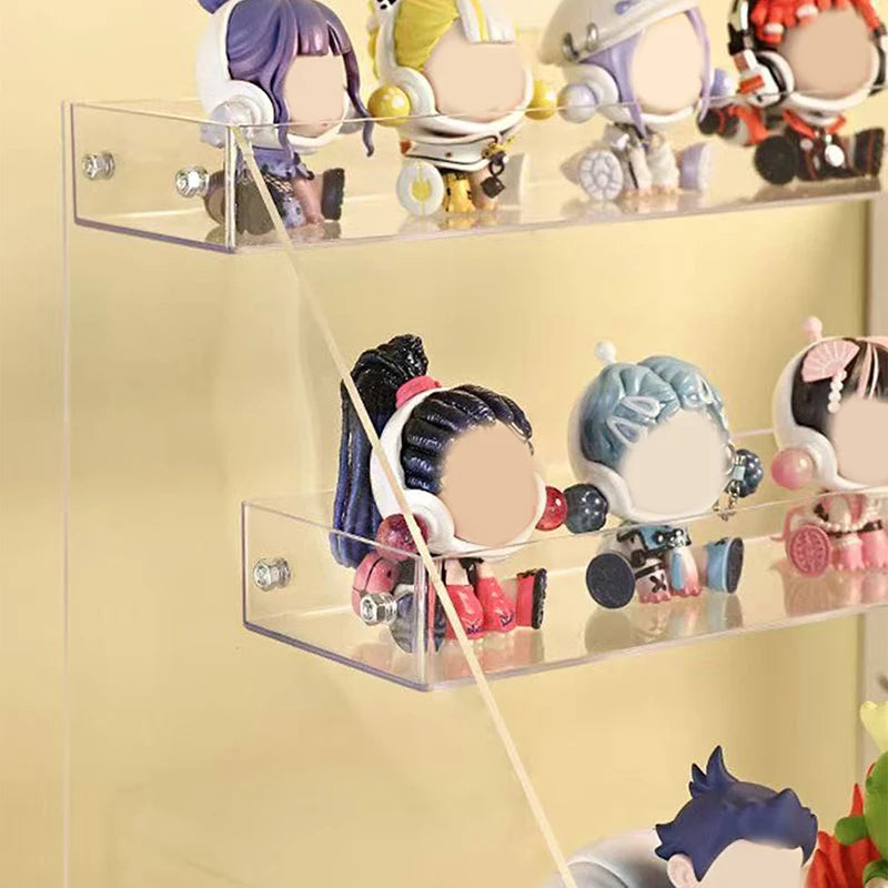 Multi-Layer Acrylic Ladder Shelf Clear Display Rack for Doll Clay Figurine Perfume Display Stand Transparent Storage Shelf