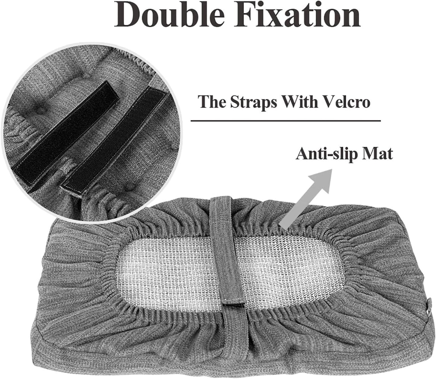 Set of 2 Memory Foam Stool Cushion Rectangular, Dual-Layer Design Bar Stool Cushion Saddle Stool Pad with Ties - 2 Pads Only (Gray, 18X9.5X1.5In)