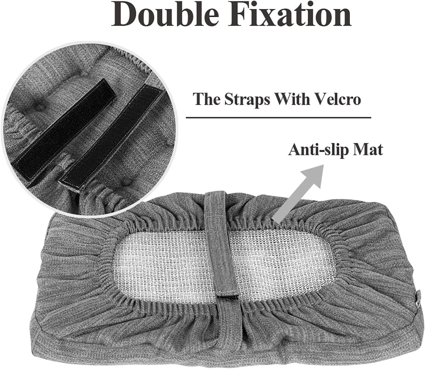 Set of 2 Memory Foam Stool Cushion Rectangular, Dual-Layer Design Bar Stool Cushion Saddle Stool Pad with Ties - 2 Pads Only (Gray, 18X9.5X1.5In)