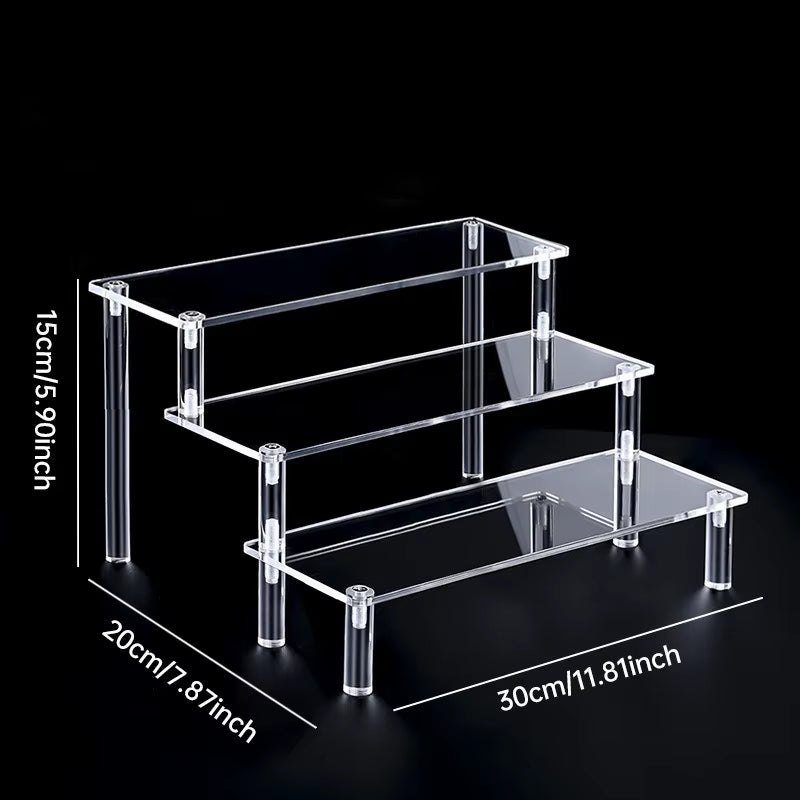 1-5 Tier Acrylic Display Stand Perfume Doll Clay Figurine Blind Box Storage Rack Transparent Ladder Makeup Organization W-2