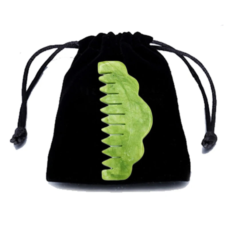 Natural Gua Sha Jade Stone for Face Guasha Massage Tools Body Acupuncture Stick Beauty Gouache Scraper with Black Velvet Bag
