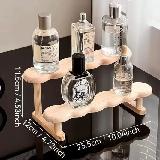 3 Tier Display Riser Stand Wooden Shelf for Perfume Organizer Perfume Display Shelf Figure Display Case Dolls Storage Rack