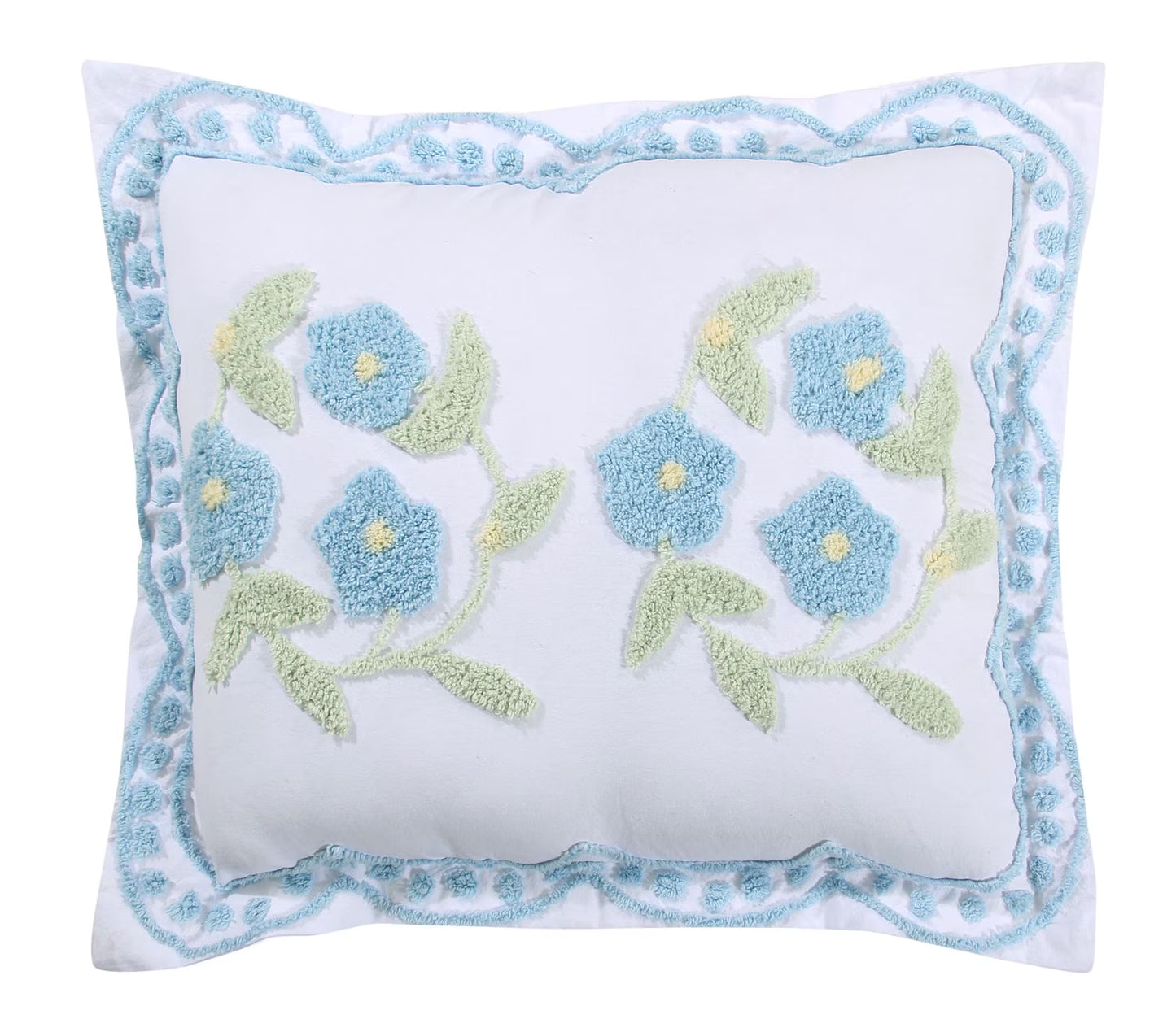 22" X 27" Standard Sham 100% Cotton Floral Decorative Pillow Cover, Bloomfield Collection Blue