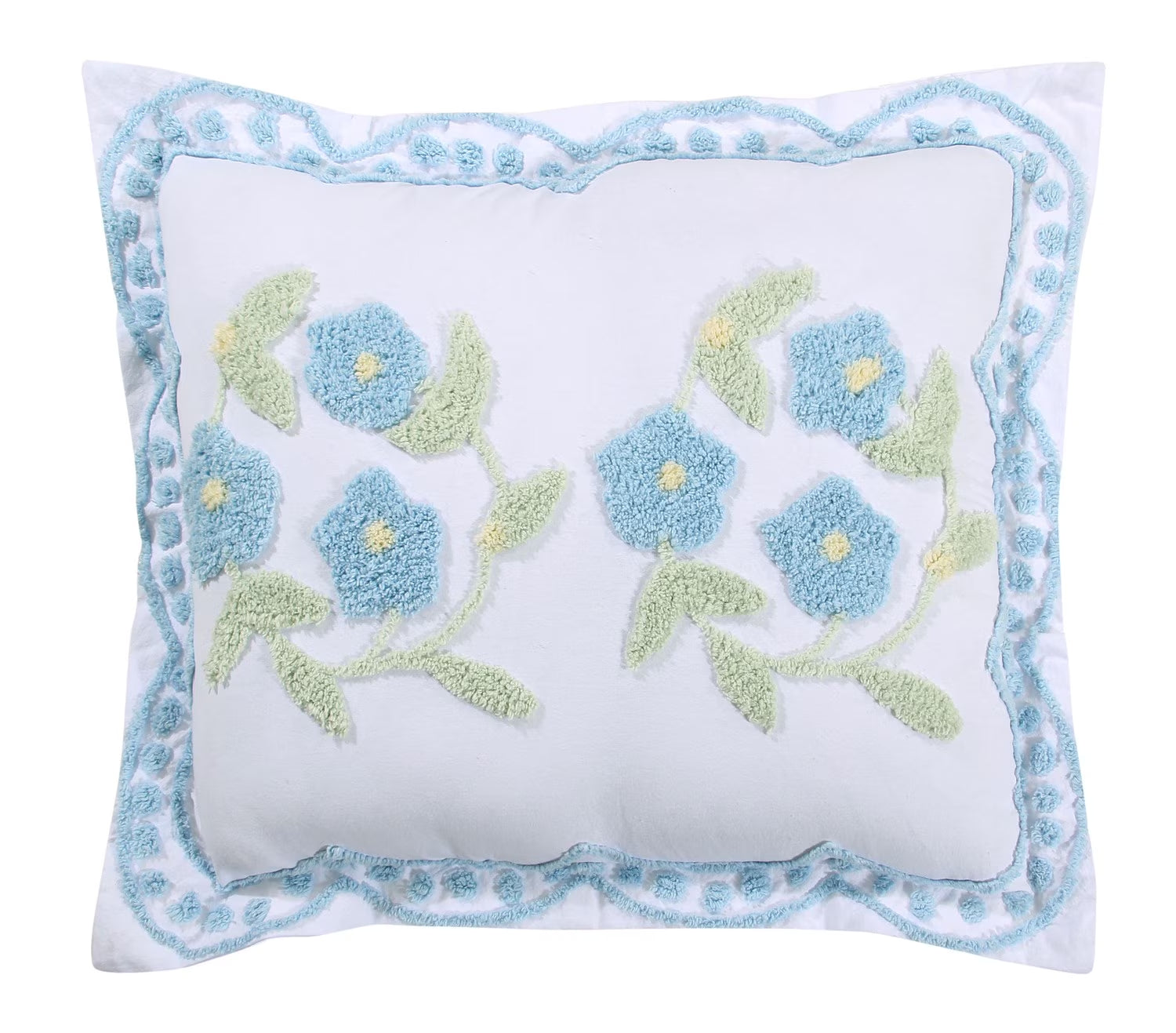 22" X 27" Standard Sham 100% Cotton Floral Decorative Pillow Cover, Bloomfield Collection Blue