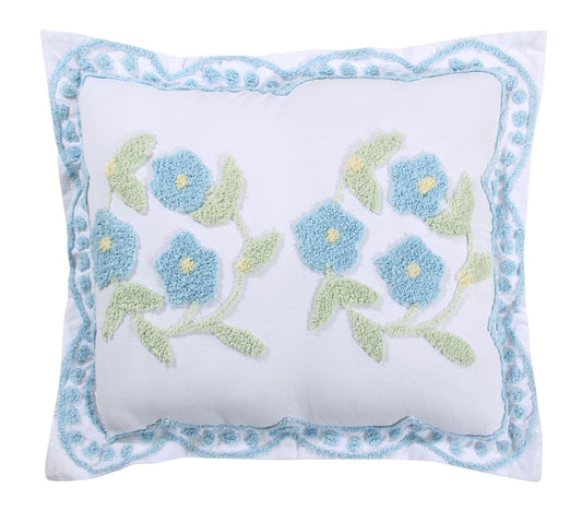 22" X 27" Standard Sham 100% Cotton Floral Decorative Pillow Cover, Bloomfield Collection Blue