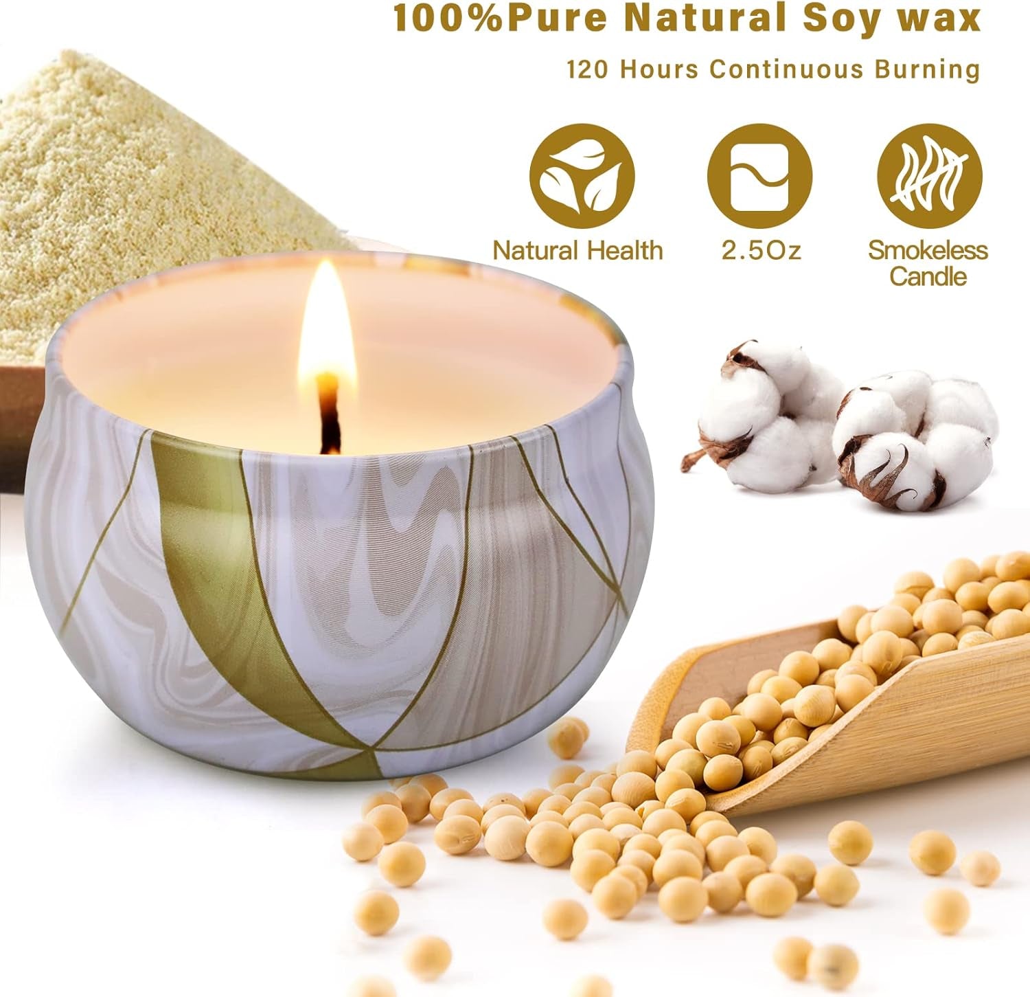 6 Pack Scented Candles Gifts for Women, 120 H Long Lasting Aromatherapy Candle Set, Soy Wax Home Tin Jar Candles for Bath, Stress Relief, Yoga, Christmas Day Gifts+1