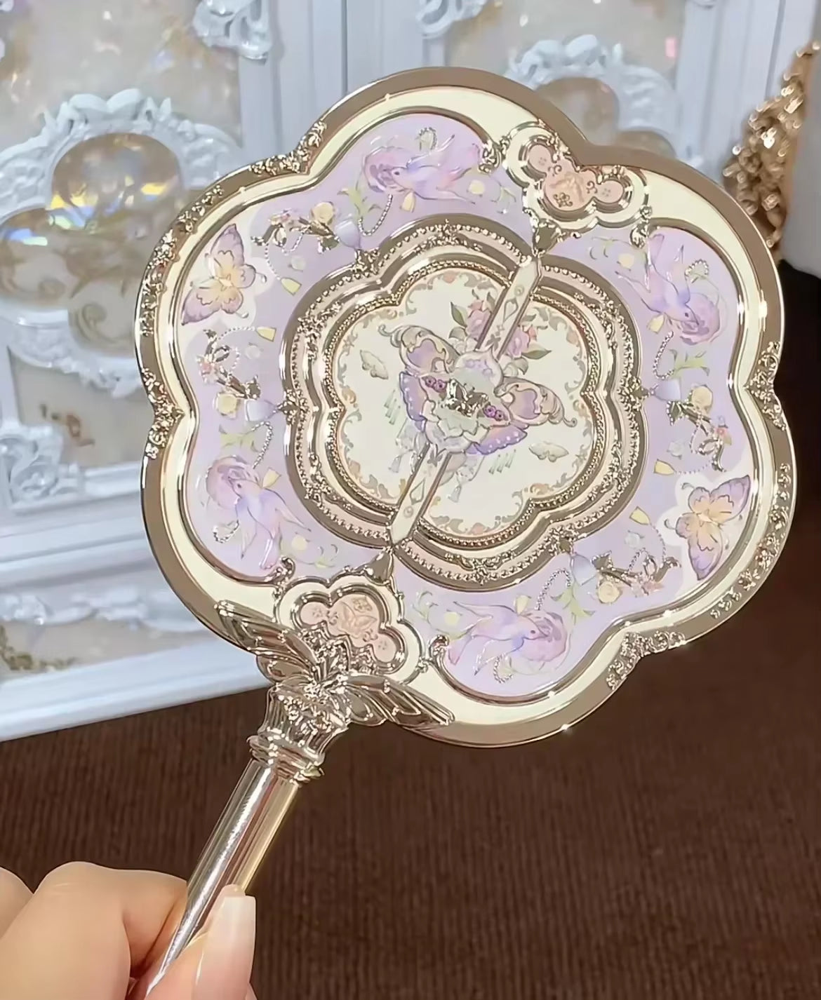 Flower Knows Vanity Mirror Violet Strawberry Rococo Hand Mirror Makeup Mirrors Portable Mirror with Handle