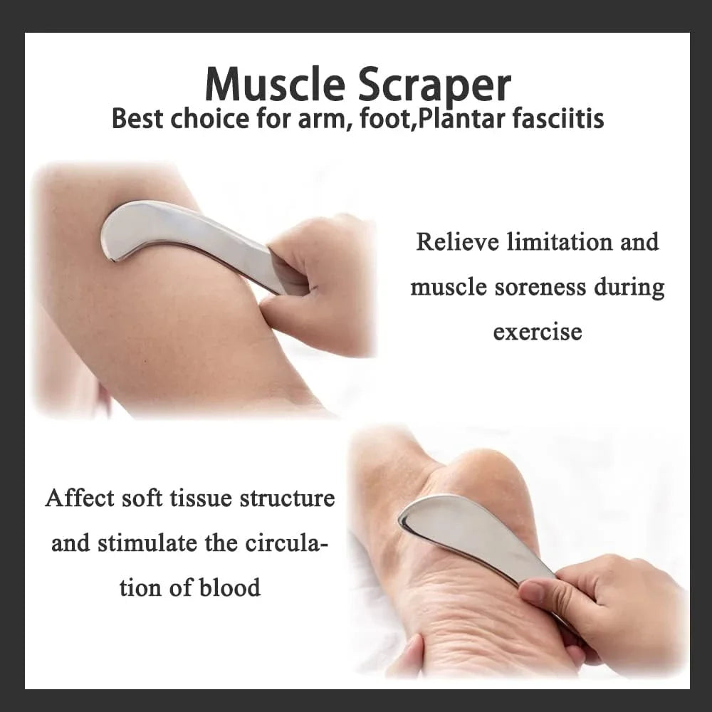 7 in 1 Muscle Scraper Tool Set for Deep Tissue Massage Gua Sha Stainless Steel Fascial Release Soft Tissue Mobilization Tools