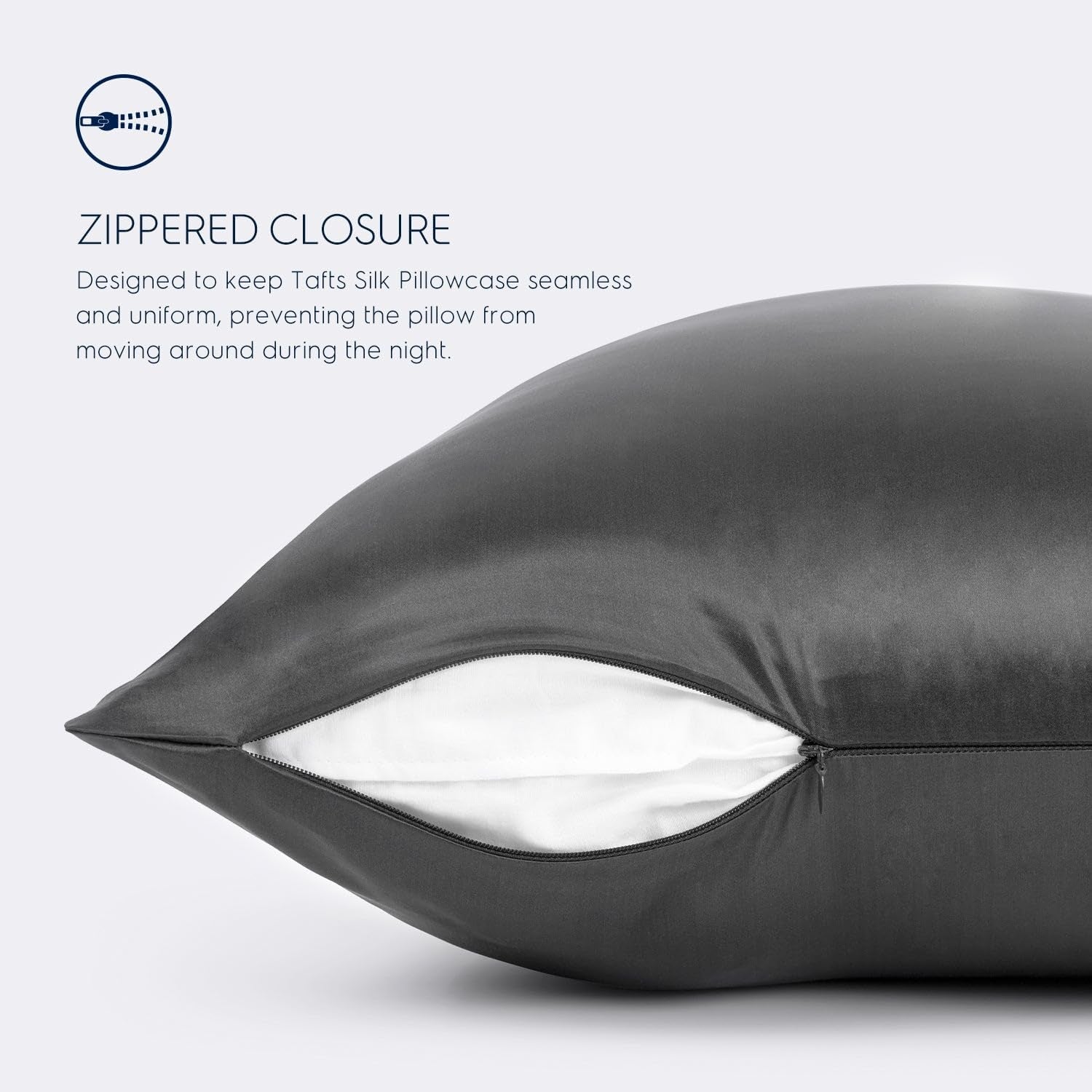 Pillow Cases - 22Mm 100% Pure Mulberry 6A Silk Pillowcase for Hair & Skin with Zipper Closure, Cooling, Natural, Organic, Double Sided Silk Pillow Case (Charcoal Grey, King 20X36, 1Pc)