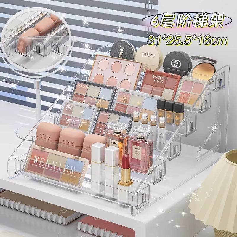Transparent Storage Box Makeup Organizer Cosmetic Display Case Jewelry Hairpin Organizer Desktop Holder Clear Makeup Organizers