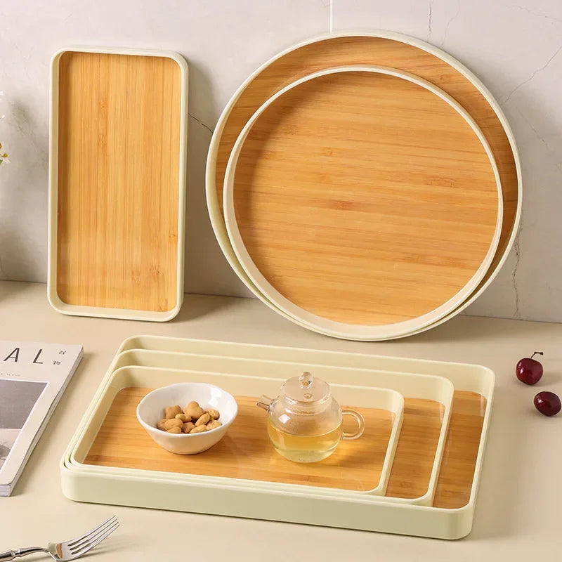 Nordic Wood Storage Tray Household Desktop Sundries Cosmetic Perfume Jewelry Key Plate Home Decorative round Storage Trays