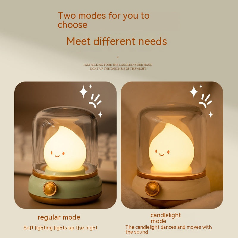 Retro Small Night Lamp Bedroom Mini Desktop LED Cute Night Lamp Creative USB Rechargeable Portable Cartoon Table Lamp for Coffee Bar Hotel Bedroom Home Decor