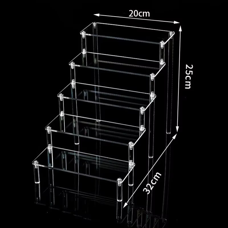 1-5 Tier Acrylic Display Stand Perfume Doll Clay Figurine Blind Box Storage Rack Transparent Ladder Makeup Organization W-2